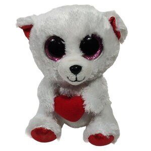 Ty Beanie Boos Cuddly Bear White Plush Stuffed Animal Toy Valentines FLAW